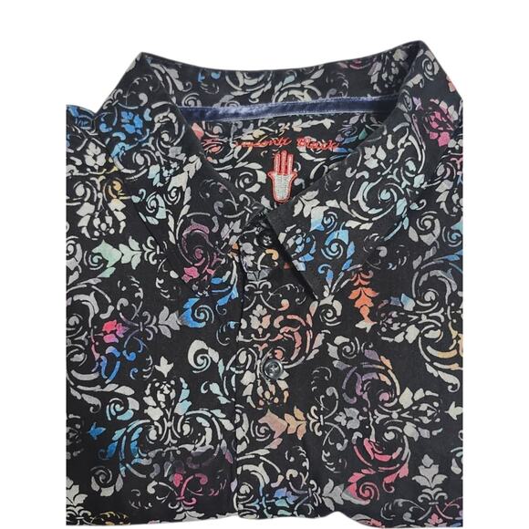 Luchiano Visconti Black 3XLT LS Dress Shirt Black Paisley Print Button Down - Picture 3 of 9